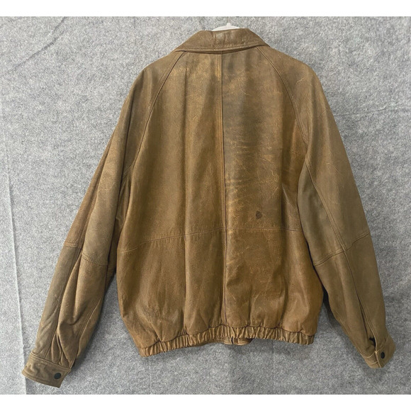 Vtg Wilsons Leather Motorcycle Bomber‎ Jacket Mens Sz L Cognac Brown 80's - Picture 5 of 16